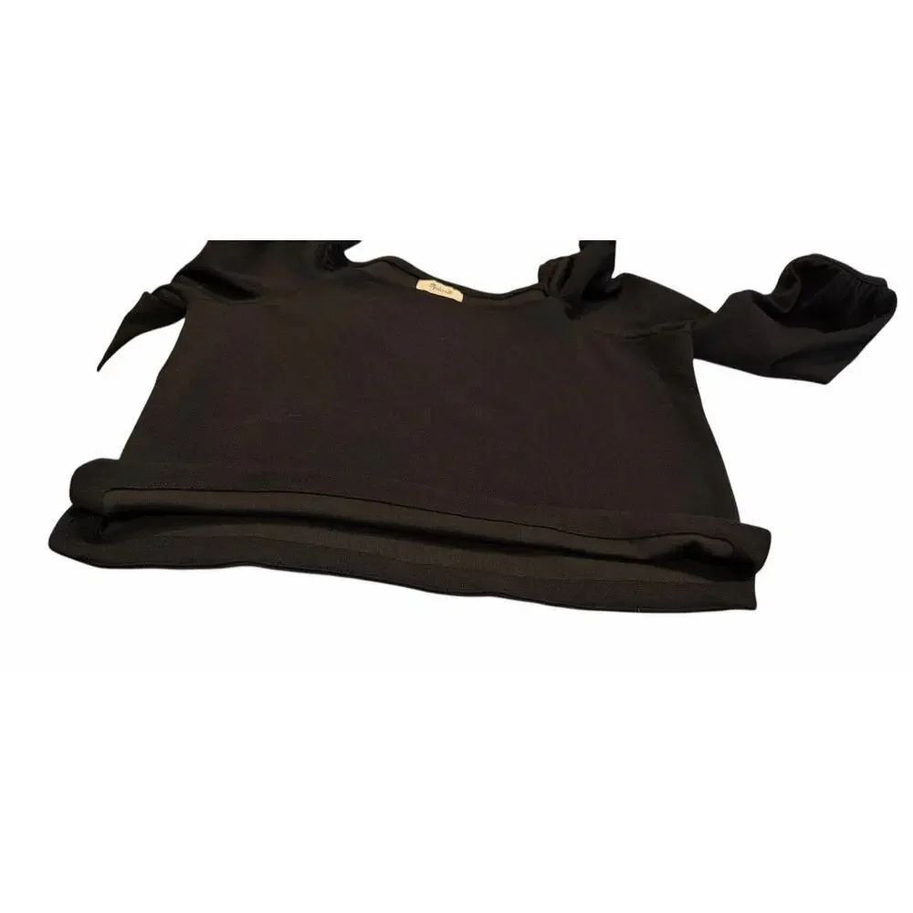 Madewell Crepe Black Square Neck Women’s Large Puff Sleeve Romantic